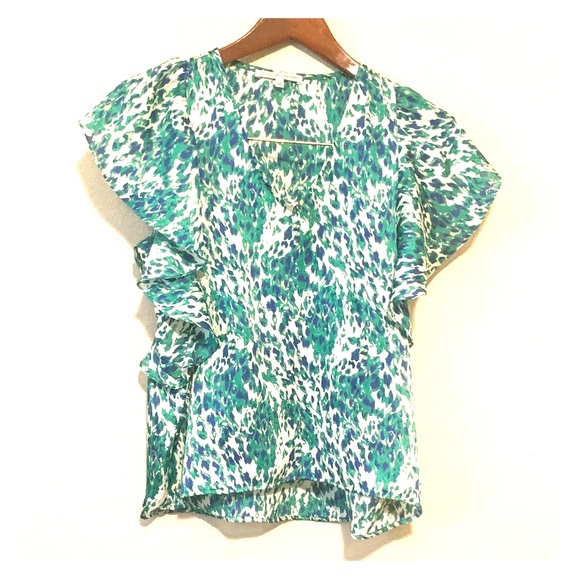 Collective Concepts Leopard Print Flutter Top SzXS - Picture 2 of 4